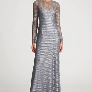 Halston Heritage Silver Maxi Dress